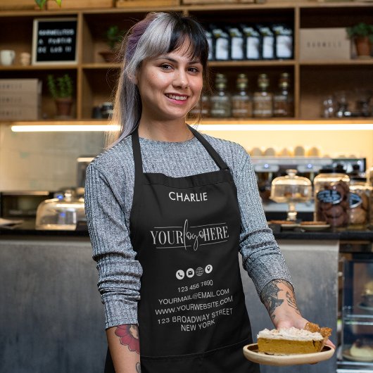 Berufliches Minimalistisches schwarzes Firmenlogo Schürze