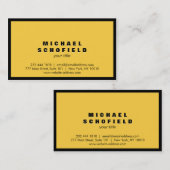 Berufliches Minimalistisches Schwarzes und gelb Visitenkarte (Vorne/Hinten)