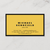 Berufliches Minimalistisches Schwarzes und gelb Visitenkarte (Rückseite)