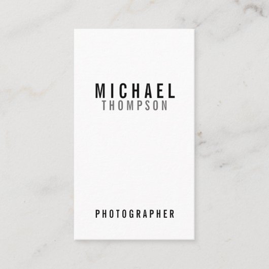 Berufliches Minimalistisches Schwarzweiss Visitenkarte (Vorderseite)