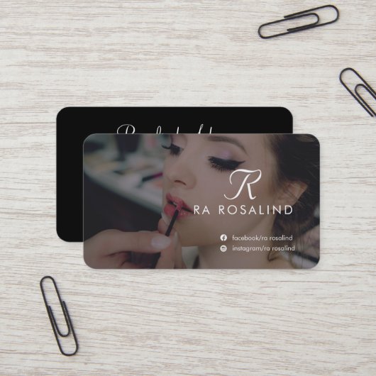 Berufliches Mit Monogramm Foto Schwarz/Weiß Visitenkarte (Vorderseite/Rückseite Beispiel)