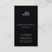 Berufliches Mit Monogramm Premium-Schwarz Visitenkarte (Rückseite)
