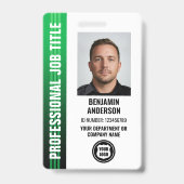 Berufliches Mitarbeiter-ID-Foto-Logo Grün Ausweis (Vorderseite)