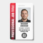 Berufliches Mitarbeiter-ID-Foto-Logo Rot Ausweis (Vorderseite)