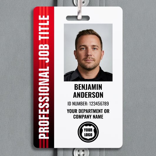 Berufliches Mitarbeiter-ID-Foto-Logo Rot Ausweis