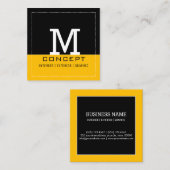 Berufliches modernes Amber Black Monogram Quadratische Visitenkarte (Vorne/Hinten)
