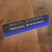 Berufliches, modernes Black Blue Business Namensplakette (Seite)