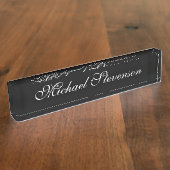 Berufliches, modernes Black Business Desk Namenssc Namensplakette (Seite)