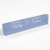 Berufliches, modernes Blue Gray Handwriting-Skript Namensplakette