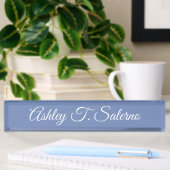 Berufliches, modernes Blue Gray Handwriting-Skript Namensplakette