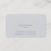 Berufliches modernes Design Gray Gold Elegante Visitenkarte (Rückseite)