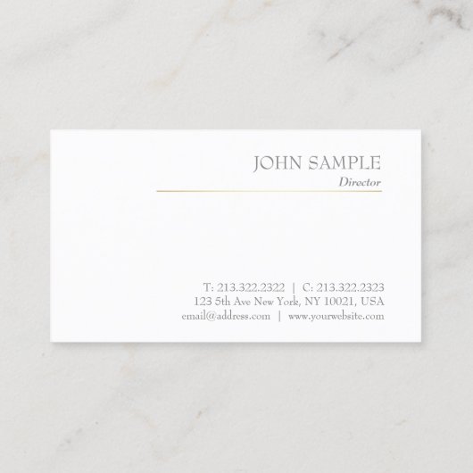 Berufliches modernes Design Gray Gold Elegante Visitenkarte (Rückseite)