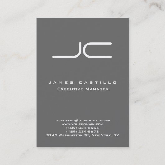Berufliches modernes Dim Grau Monogramm Visitenkarte (Vorderseite)
