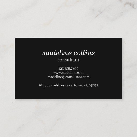 Berufliches, modernes, einfaches Schwarz-Minimal-M Visitenkarte (Rückseite)