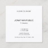 Berufliches, modernes, einfaches Template Luxus Quadratische Visitenkarte (Rückseite)