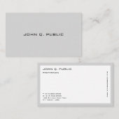 Berufliches modernes elegantes Design Grau White Visitenkarte (Vorne/Hinten)