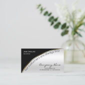 Berufliches, modernes, elegantes Schwarz-Weiß-Silb Visitenkarte (Stehend Vorderseite)