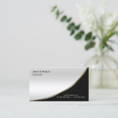 Berufliches, modernes, elegantes Schwarz-Weiß-Silb Visitenkarte (Stehend Vorderseite)