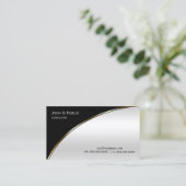 Berufliches, modernes, elegantes Schwarz-Weiß-Silb Visitenkarte (Stehend Vorderseite)