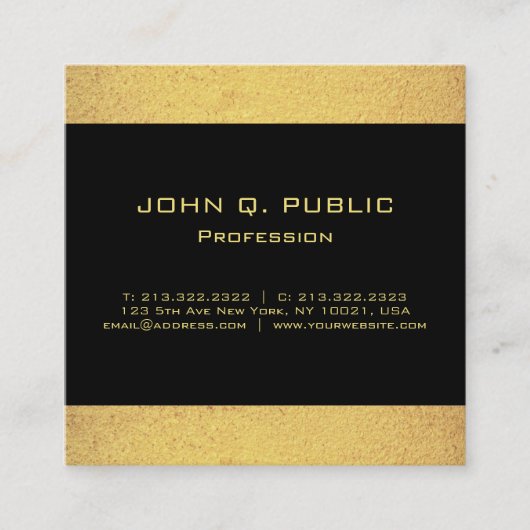 Berufliches modernes elegantes schwarzes quadratische visitenkarte (Vorderseite)