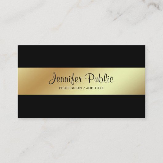 Berufliches modernes elegantes Schwarzes und Gold Visitenkarte (Vorderseite)