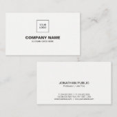 Berufliches modernes elegantes weißes einfaches visitenkarte (Vorne/Hinten)