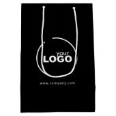Berufliches, modernes Firmenlogo Schwarz Mittlere Geschenktüte (Rückseite)