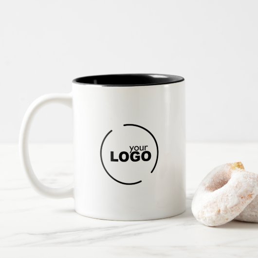 Berufliches, modernes Firmenlogo Zweifarbige Tasse (Mit Donut)