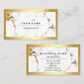 Berufliches, modernes, goldenes Rahmen-Marmor Weiß Visitenkarte (Vorne/Hinten)