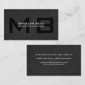 Berufliches, modernes Grau-Schwarz-Monogramm Visitenkarte (Vorne/Hinten)