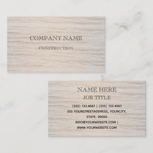 Berufliches modernes Holzkörnchen Visitenkarte (Vorne/Hinten)