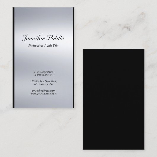 Berufliches, modernes, klassisches Script Silver C Visitenkarte (Vorne/Hinten)