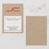 Berufliches, modernes Kraftpapier Weißes Rotes Mon Visitenkarte (Vorne/Hinten)