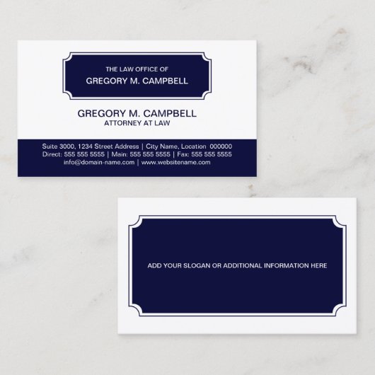 Berufliches modernes Marine-Blau Visitenkarte (Vorne/Hinten)