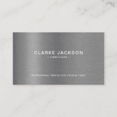 Berufliches, modernes Metallic, grau gebürstet Visitenkarte (Vorderseite)