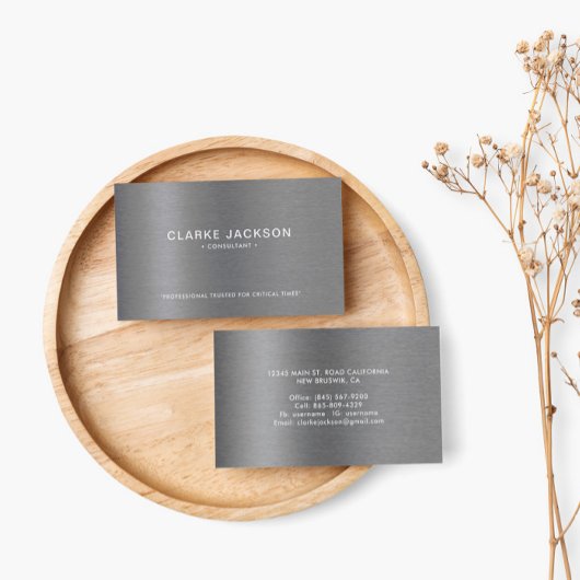 Berufliches, modernes Metallic, grau gebürstet Visitenkarte