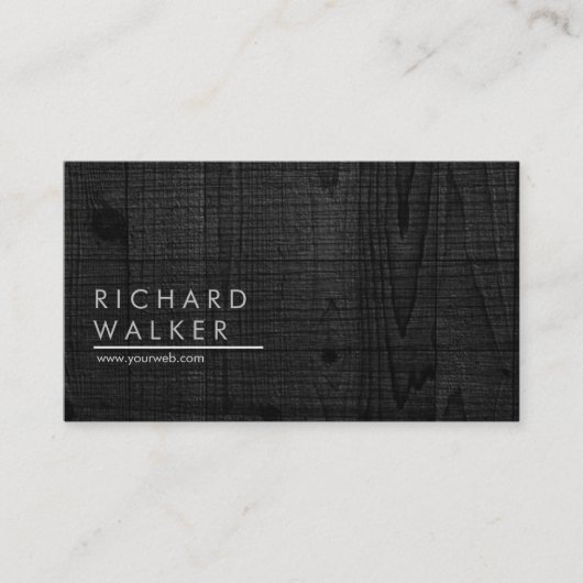 Berufliches modernes minimales schwarzes hölzernes visitenkarte (Vorderseite)