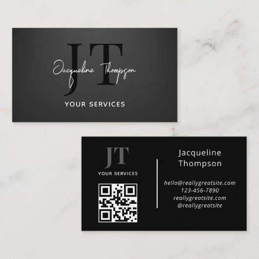 Berufliches, modernes, minimales Typografie-Schwar Visitenkarte (Vorne/Hinten)