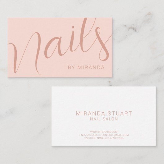 Berufliches modernes Minimalistisches Nagelstudio Visitenkarte (Vorne/Hinten)