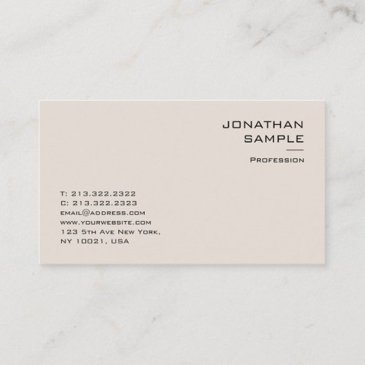 Berufliches modernes Minimalistisches Template Ele Visitenkarte (Rückseite)