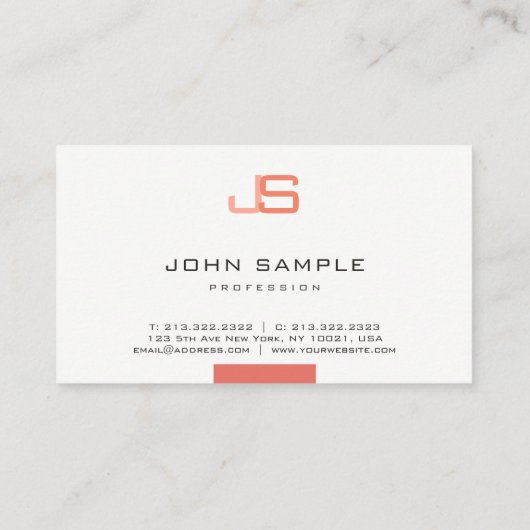Berufliches modernes Mit Monogramm Template Visitenkarte (Rückseite)
