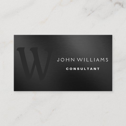 Berufliches modernes Monogramm auf schwarzem Visitenkarte (Vorderseite)