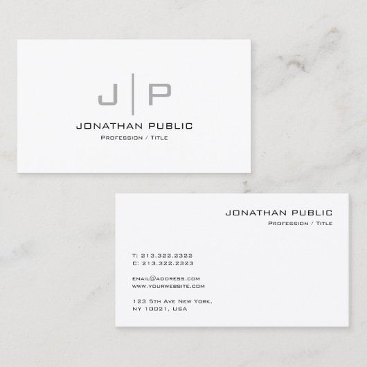 Berufliches, modernes Monogramm einer sauberen Vor Visitenkarte (Vorne/Hinten)