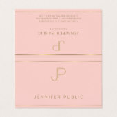 Berufliches modernes Monogramm-elegantes rosa Gold Visitenkarten (Außenseite Aufgefaltet)