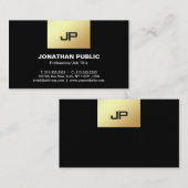 Berufliches, modernes Monogramm Elegantes Schwarze Visitenkarte (Vorne/Hinten)