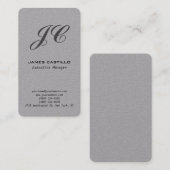 Berufliches, modernes Premium-Grau-Monogramm Visitenkarte (Vorne/Hinten)