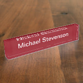 Berufliches, modernes Red Business Desk Namensplakette (Seite)
