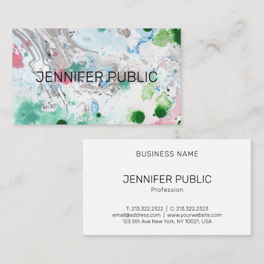 Berufliches, modernes Rosa Grün Trendy Visitenkarte (Vorne/Hinten)