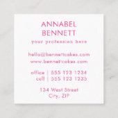 Berufliches modernes rosa Herz Quadratische Visitenkarte (Rückseite)