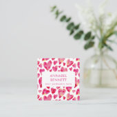 Berufliches modernes rosa Herz Quadratische Visitenkarte (Stehend Vorderseite)